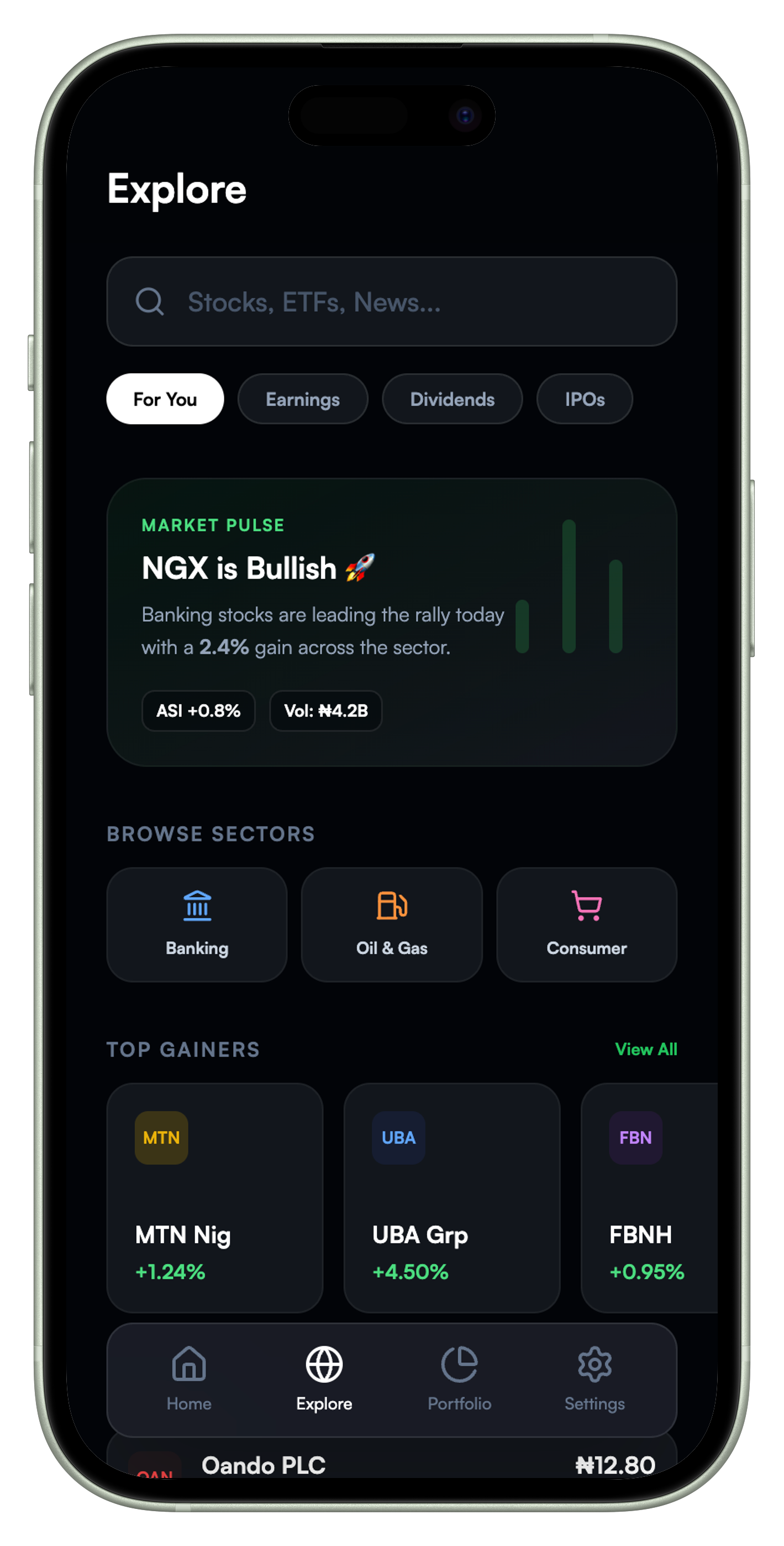 xNG Markets Trading Screen — Buy Tokenized Nigerian Stocks 24/7